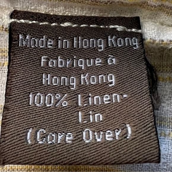 🤍 Calvin Klein Linen Stripe Button-Front Shirt | Size S | Made‎ in Hong Kong - Picture 5 of 6